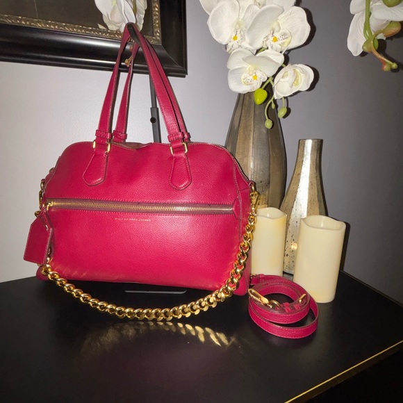 Marc Jacobs Red Satchel with Gold Chain - Picture 3 of 8